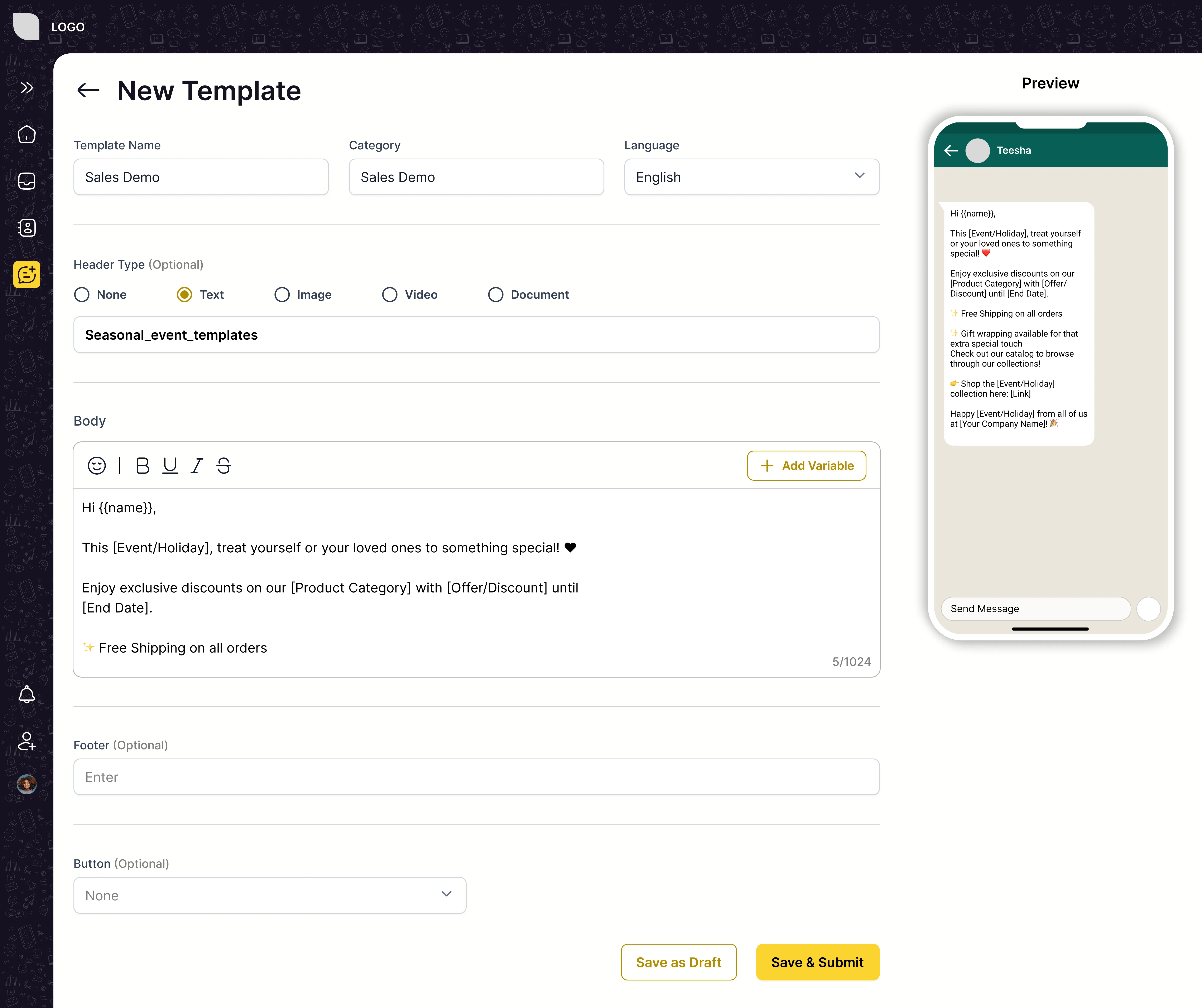 Message Template Editor